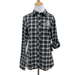 Helly Hansen Shirt Womens M Medium Gray Plaid Chemise Femme Leaf Mammoth Top